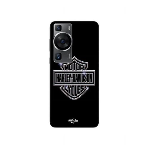Coque Huawei P60 Harley Davidson Logo Motor Sycles Gris Front Noir