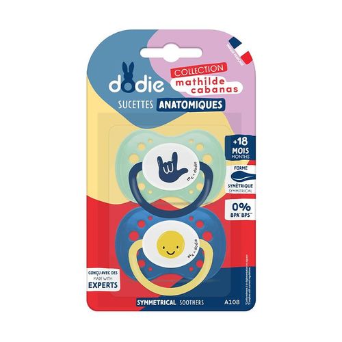 Lot De 2 Sucettes Anatomiques En Silicone 18m+ Mathilde Cabanas Bleu - Multicolore