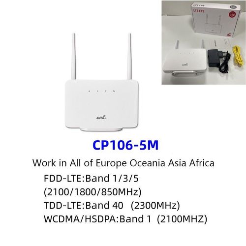 Routeur sans fil CPE106 pour usage domestique 4G LTE avec WiFi fonctionne avec carte insertée version Asie compatible avec prise d'Alimentation Americaine