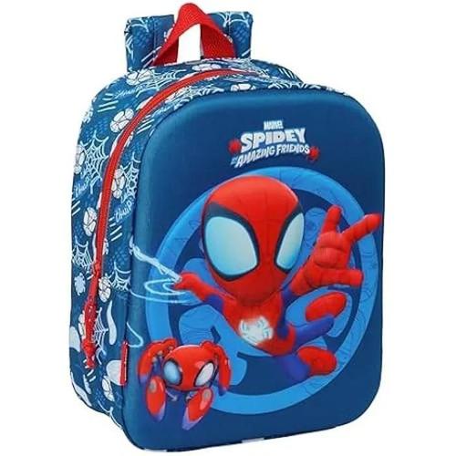 Sac à dos de crèche 3D Spiderman - SAFTA - Rouge - Confortable - Adapté au chariot