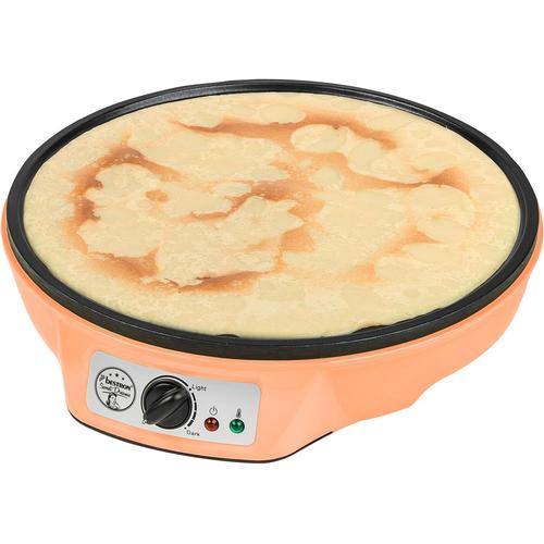 Crêpière Electrique, Machine A Crepe Pour Crêpes De Ø 30 Cm, Y Compris Distributeur De Pâte & Spatule À Crêpes, Avec Revêtement Antiadhésif, 1000 Watts, Couleur: Orange[PAC100624]