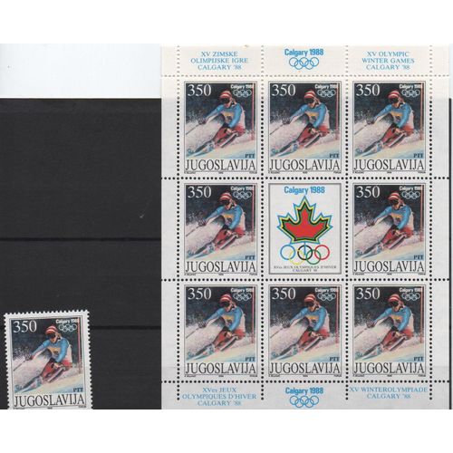 Yougoslavie Timbres Jeux Olympiques De Calgary 1988