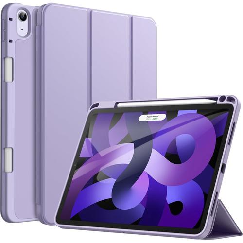 Coque Pour Ipad Air 11 Pouces M2 (2024), Ipad Air 5/4 (10,9 Pouces 2022/2020 5eme/4eme Génération) Avec Porte-Stylet, Étui Mince Tablette Avec Dos En Tpu Souple (Lilas).[G540]