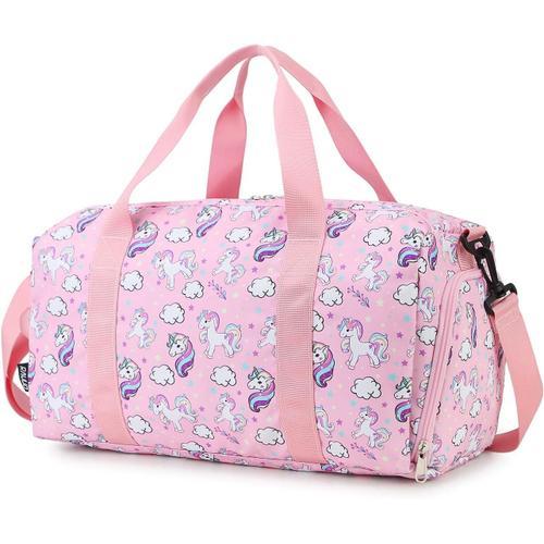 Sac De Voyage Fille,Grande Capacité Sac De Sport Enfant Mignon Travel Bag Sac Weekend Sac Bagage Avec Compartiment À Chaussures Et Espace De Poche Licorne[X445]