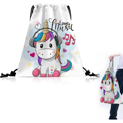 1 Pièce Sac À Dos Sport Gym Sack Sport Gymnastique Natation Sac Cordon De Sport Imperméable Voyage Chaussures École Maternelle Enfants Adultes Un Xe,Sac À Cordon Imprimé Licorne[X171]