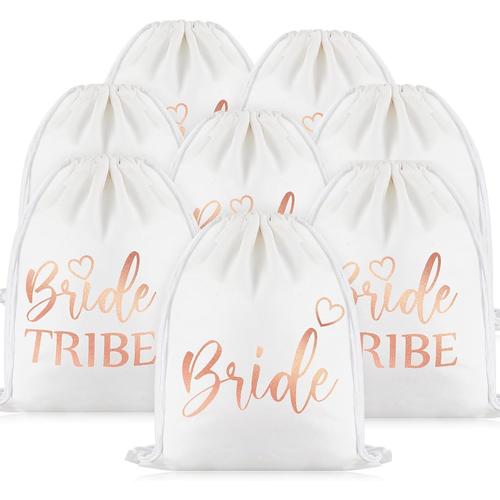 8 Sacs À Dos De Mariage Avec Cordon De Serrage Inclus1 Sac À Dos Bride En Rose Bronzé 7 Sacs À Dos À Cordon Bride Tribe Sac De Gym En Toile Cadeau De Douche Nuptiale Pour Fête Bachelorette[X1216]