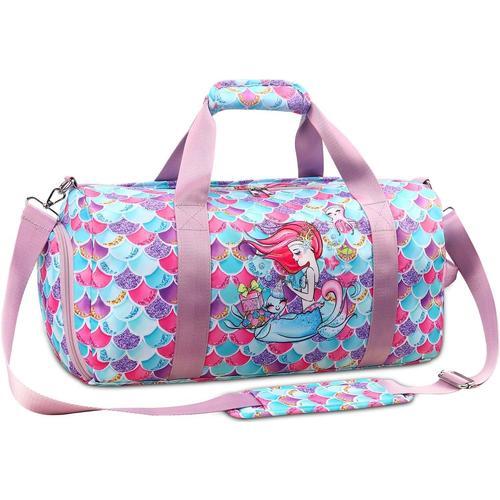 Sac De Sport Pour Filles,Licorne Sac De Voyage De Nuit Sac De Transport Pour Gym Sport Danse Avec Compartiment À Chaussures Et Poche Humide[X78]