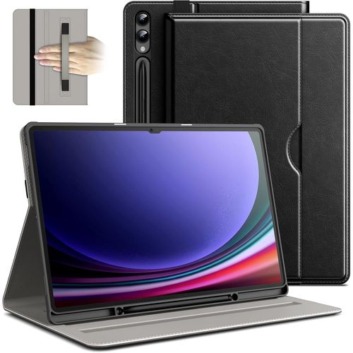 Coque Pour Samsung Galaxy Tab S10 Ultra/Tab S9 Ultra 14,6 Pouces Avec S Pen Porte-Stylet, Housse Étui De Protection En Cuir Pu Support Folio D'affaire (Graphite Noir).[G133]