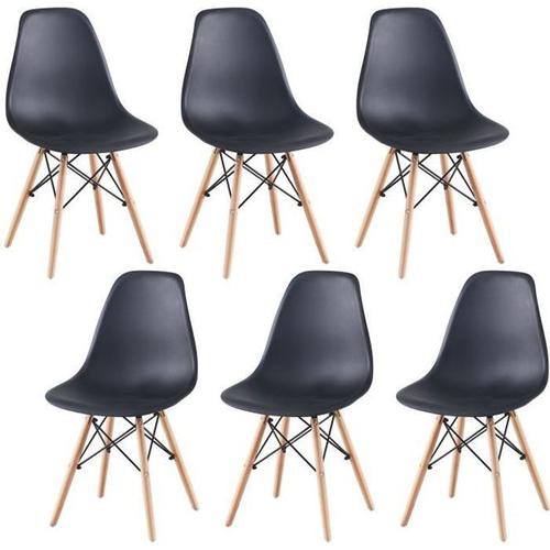 Lot De 6 Chaises - Chaise Scandinave - Pieds En Hêtre- L46 X P41 X H83(Noir)