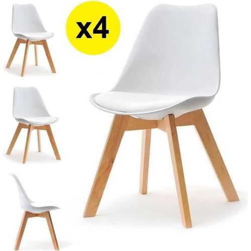Lot De 4 Chaises Scandinaves Coloris Blanc - Skagen Style Scandinave, La Tendance Ultime Caractéristiques: Coque Assise Et Dossier