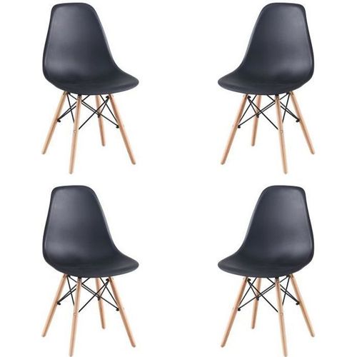 Lot De 4 Chaises - Chaise Scandinave - Pieds En Hêtre- L46 X P41 X H83(Noir)