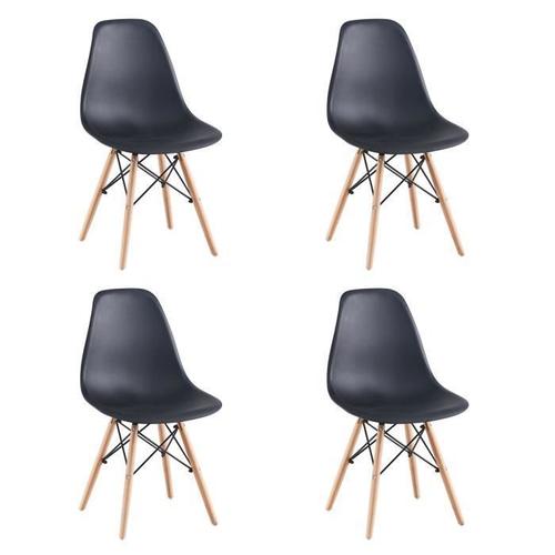 Egoonm Lot De 4 Chaises Style Nordique Bois Chaise De Salle À Manger, Noir