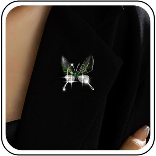 Broche Papillon En Cristal Broche Papillon Coloré Broche Strass Broche Papillon Pour Revers Broche Papillon Acrylique Broche Papillon Animaux Insectes Badge Cor Bijoux Pour Femmes(Vert)[X86]