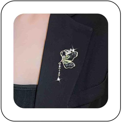 Broche Papillon En Cristal Broche Papillon En Strass Broche Aile De Papillon Creux Broche Goutte En Cristal Broche Animaux Insectes Badge Cor Bijoux Pour Femmes(Vert)[X317]
