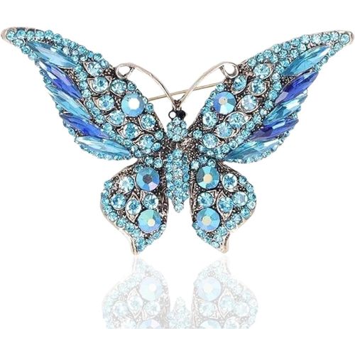 Broche Papillons Arc-En-Ciel,Broche Femme,Animaux Broche En Cristal, Ensemble De Broche Femme,Broche Bijoux Épinglettes Rétro Métal Bijoux Accessoires Pour Vêtements(Bleu)[X348]
