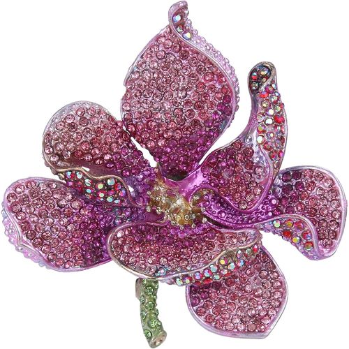 Broche Femme Fleur Orchidée Pétale Cristal Autrichien Accessoire Bijou Élegant Pour Vêtement[X408]