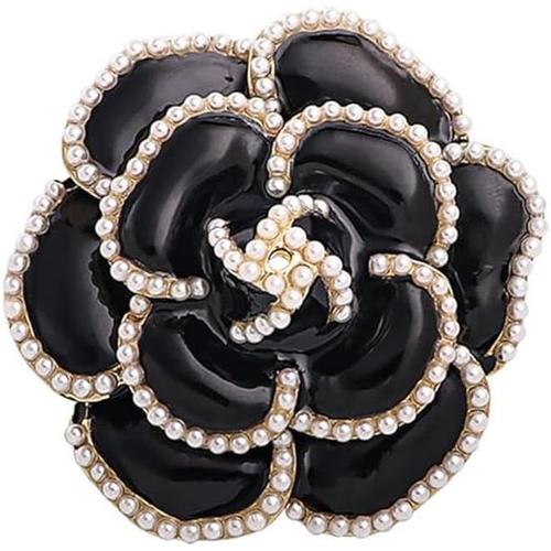 Broche De Fleur En Émail Pour Femmes, Broche De Perle De Camélia, Broche De Pétale Élégante, Accessoires De Robe Noire, Boutonnière, Cor , Broche De Fête De Mariage, Cadeau[X245]