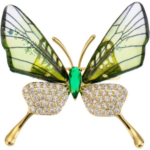 Broche Papillon En Strass Acrylique Broche Ailes De Papillon En Émail Broche Papillon Insecte Broche Cor Papillon En Cristal Vert Broche Vêtements Décor Badges Bijoux Pour Femmes Filles[X502]