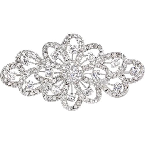 Cristal Autrichien 4 Inch Filigrané Dentelle Noces Broche Pin Transparent[X535]