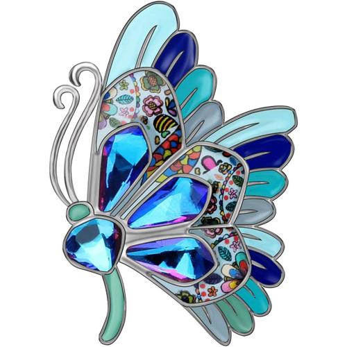 Broche En Forme De Papillon En Zinc Émaillé Et Strass - Décoration De Vêtements Pour Femmes Et Filles[X667]