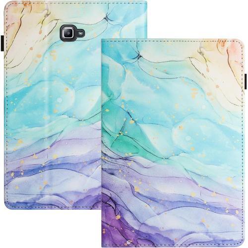 Coque Pour Samsung Galaxy Tab A 10.1 (2016) Sm-T580/T585 Pu+Tpu Coque Tablette Samsung Tab A Réveil/Veille Automatique Coque Galaxy Tab A Peinture À L'huile[Coq102560]