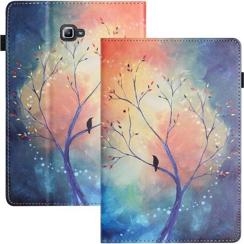 Coque Pour Samsung Galaxy Tab A 10.1 (2016) Sm-T580/T585 Pu+Tpu Coque Tablette Samsung Tab A Réveil/Veille Automatique Coque Galaxy Tab A Arbre[Coq102619]