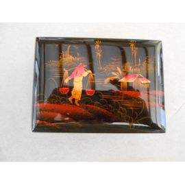 Boite Bois Laque De Chine 8 X 11 X 5 Cm - Avec Glace