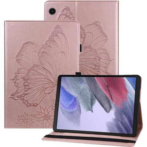 Coque Samsung Galaxy Tab A9 8.7" Papillon En Relief Etui En Cuir Pu Portefeuille Porte-Stylo Tablette Housse De Protection Pour Samsung Galaxy Tab A9 8.7 Pouces Sm-X110/Sm-X115 Or [Coq104682]