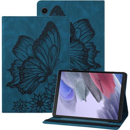 Coque Samsung Galaxy Tab A9+ 11" Papillon En Relief Etui En Cuir Pu Portefeuille Porte-Stylo Tablette Housse De Protection Pour Galaxy Tab A9+ 11 Pouces Sm-X210/Sm-X215/Sm-X216 Ble[Coq104671]