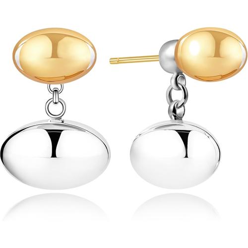 Boucles D'oreilles En Or Et Argent Avec Broche En Argent S925, Argent Sterling[X1214]