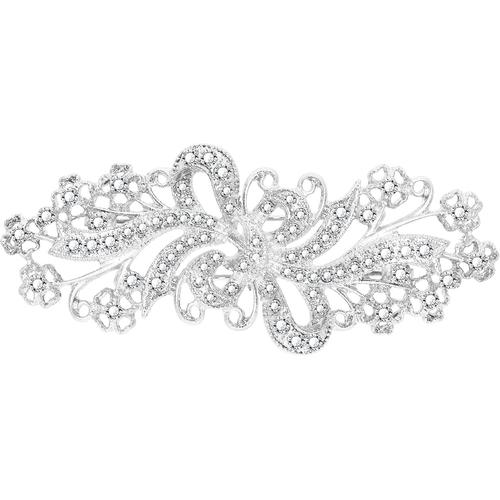 Vintage Mariée Fleur Cristal Broche Femme Art Déco Vintage Strass Mariage Mode Mariée Fleur Ruban Broche[X869]