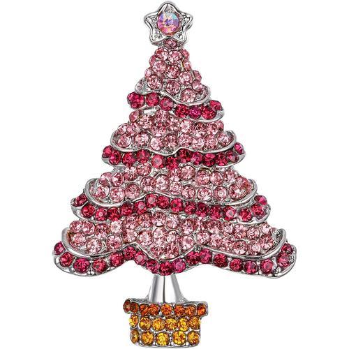 Femme Broche Noël Bijoux Accessoire Fête Cristal Autrichien Arbre De Noël[X942]