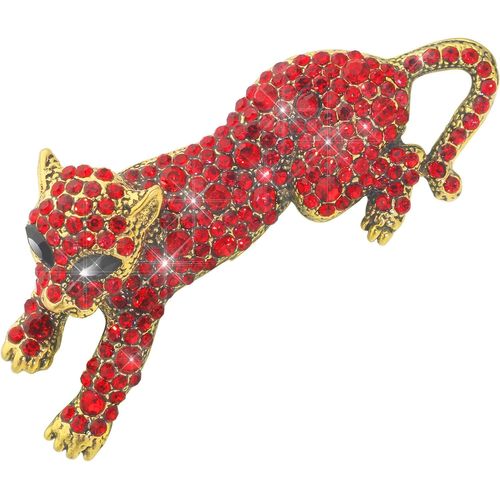 Mode Femme Homme Vintage Broche Léopard Couleur Plein Strass Cristal Animaux Sauvages Cor Revers Fête Cadeau[X1244]