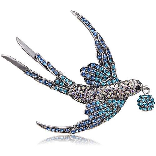Belle Cristal Swallow Broche Pins, Collection O Aux Animaux Strass Élégant Accessoires Personnalisés Broches De Mariage Pour Bleu[X1756]
