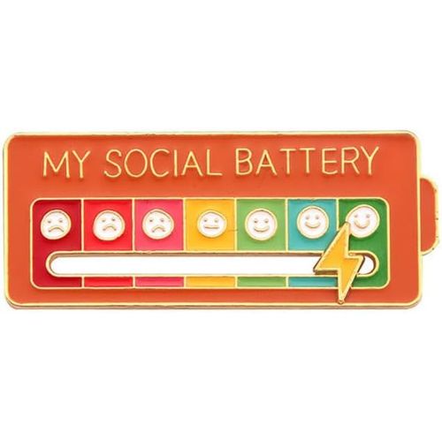 My Social Battery Broche En Émail Humoristique Avec Indicateur De Batterie Sociale Pour Conversion D'humeur 7 Jours[X1645]