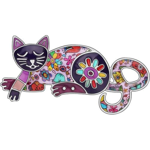 Broche En Alliage Émaillé En Forme De Chat Endormi - Pour Écharpe, Vêtements, Vêtements, Cadeau Pour Femmes Et Filles[X432]