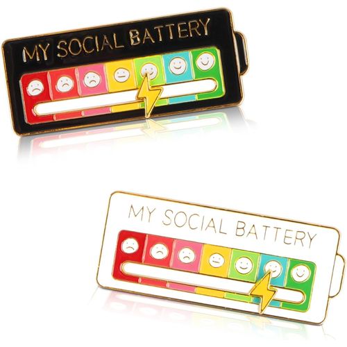 Lot De 2 Broches Amusantes Pour L'humeur Sociale Pendant 7 Jours, Broches D'humeur Interactives, Fonctionnelles Esthétiques En Émail Pour Introvertis, Alliage Et Émail Lisse[X609]