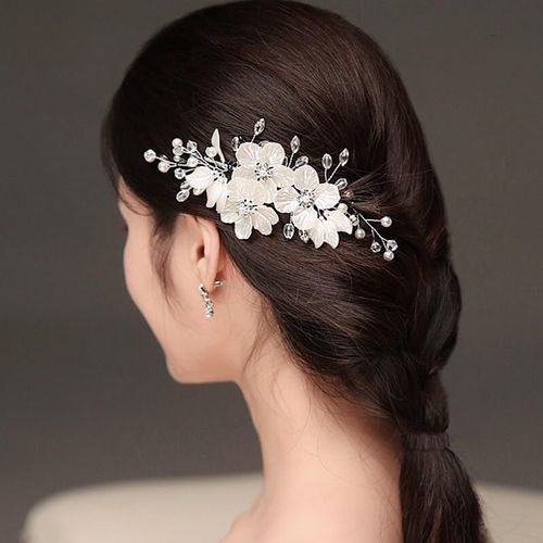 Cristal De Perle Accessoire Cheveux Mariage, Bijoux Cheveux Mariage, Fait À La Main Broche Cheveux Mariage, Romantique, Elegante, Facile À Porter, Pour Les Mariages & Les Fetes[X815]