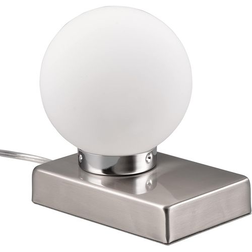Trio Lampe De Table Davi Ii 590100107, Métal Nickel Mat, Verre Blanc Opale, Excl. 1x E14, On/Off Touch.[G1655]