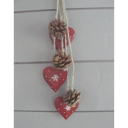 Antic Line Guirlande Coeurs Rouges et Pommes de pin