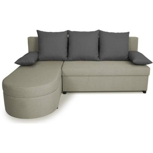 Canapé D'angle Convertible Réversible 3 Places Jen - Tissu Gris - Style Contemporain - L196 X H88 X P159 Cm