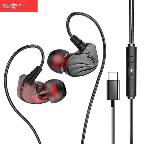 Écouteurs Type-C In-Ear pour Huawei Samsung Oppo Xiaomi VIVO Majuze avec Fil Encouleur en Noir (Décodage Numérique) Emballage Inclus