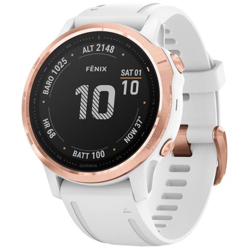 Garmin Fenix 6s Pro - Ton Or Rose - Montre De Sport Avec Bracelet - Silicone - Blanc - Affichage 1.2" - 32 Go - Bluetooth, Wi-Fi, Ant+ - 44 G