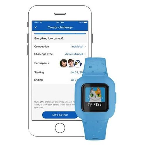 Garmin Vivofit Jr. 3 - Tracker D'activités Avec Bracelet - Silicone - Étoiles Bleues - Taille Du Poignet : 130-175 Mm - Bluetooth - 25 G