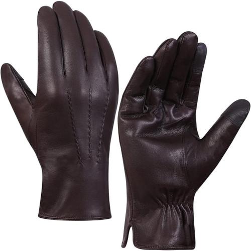 Gants En Cuir Pour Hommes, Gants D'hiver En Cuir De Chèvre, Écran Tactile Gm040eu.[V137]