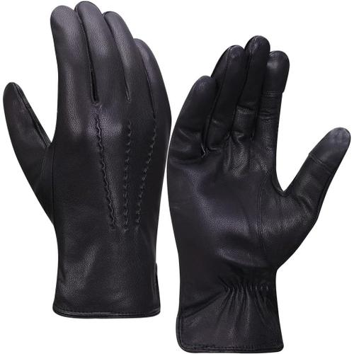 Gants En Cuir Pour Hommes, Gants D'hiver En Cuir De Chèvre, Écran Tactile Gm040eu.[V145]