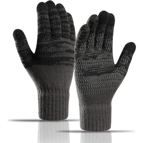 Gants D'hiver Chauds En Tricot Pour Homme, Gants À Écran Tactile Antidérapants, Doublés En Polaire Thermique Gants De Course À Pied Cyclisme Randonnée Conduite Travail Sportives De Plein Air.[V616]