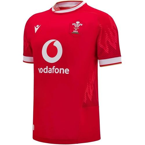 Macron Maillot De Rugby Du Pays De Galles 2024/25 Pour Adultes, Rouge, Coupe Régulière