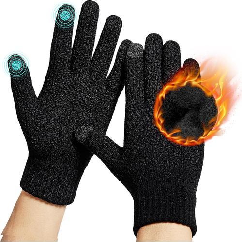 Gants Homme Gants D¿Hiver Tactile Gants De Doublure Enpeluche Ticotés, Gants Thermostables Gants Pour Sport.[V18]