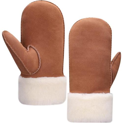 Gants D'hiver Pour Hommes,Mittens Laine De Mouton Chauffée Gants De Manchette En Fourrure, Adaptés Au Temps Froid D'hiver Km042.[V452]